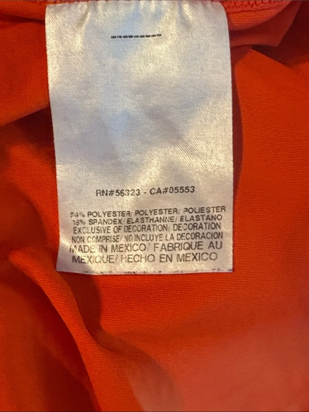 Nike Pro Orange Long-Sleeve Performance Top with White Swoosh Dri fit M